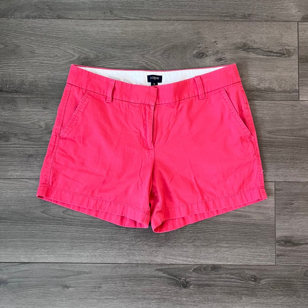 J.Crew Womens Chino Shorts Size 6 Bright Pink Cotton 3 Inch Inseam Summer Casual